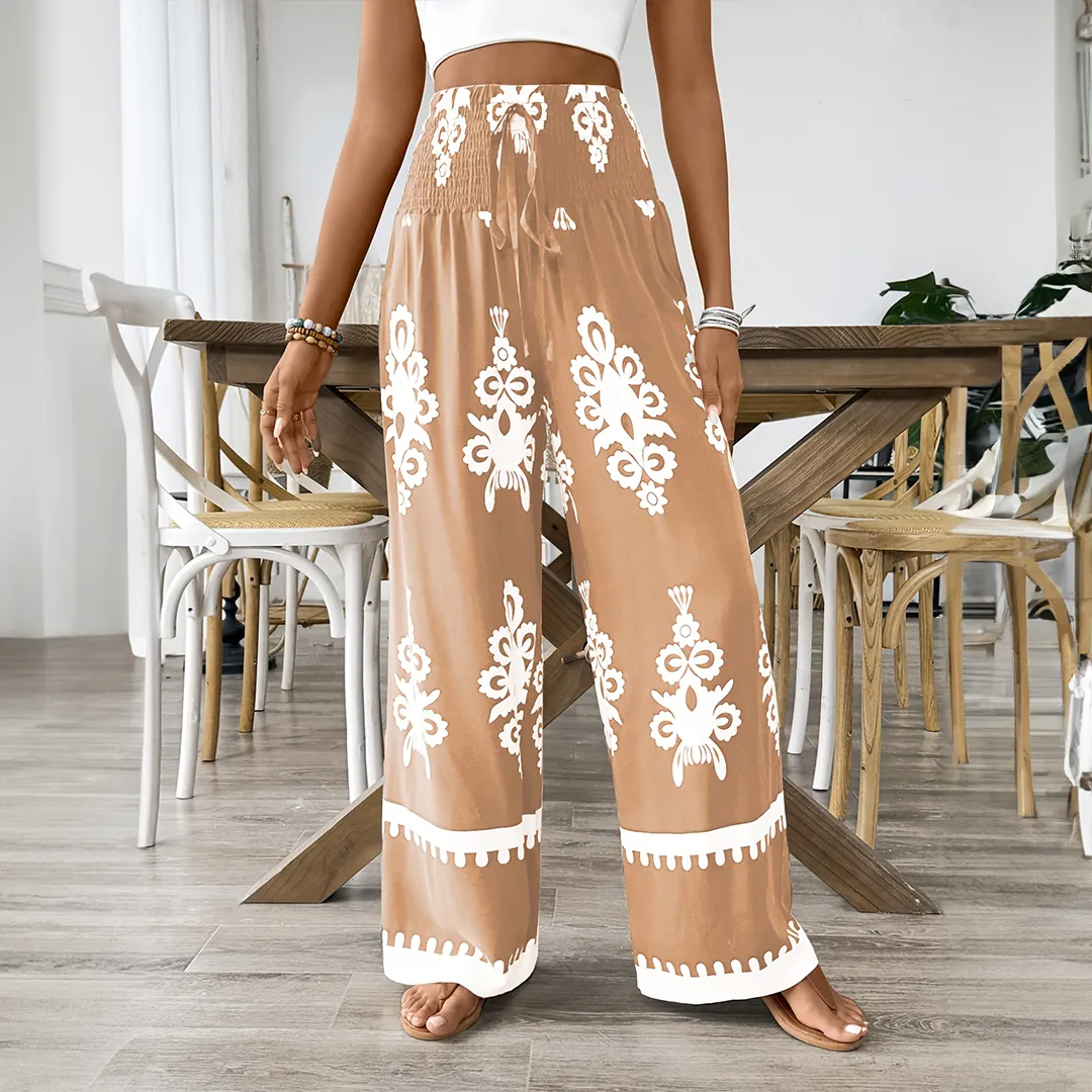 Mason | Boho Wide Leg Pants – High Waist Printed Summer Trousers