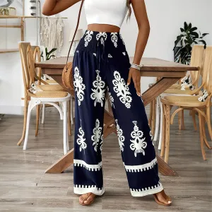 Mason | Boho Wide Leg Pants – High Waist Printed Summer Trousers