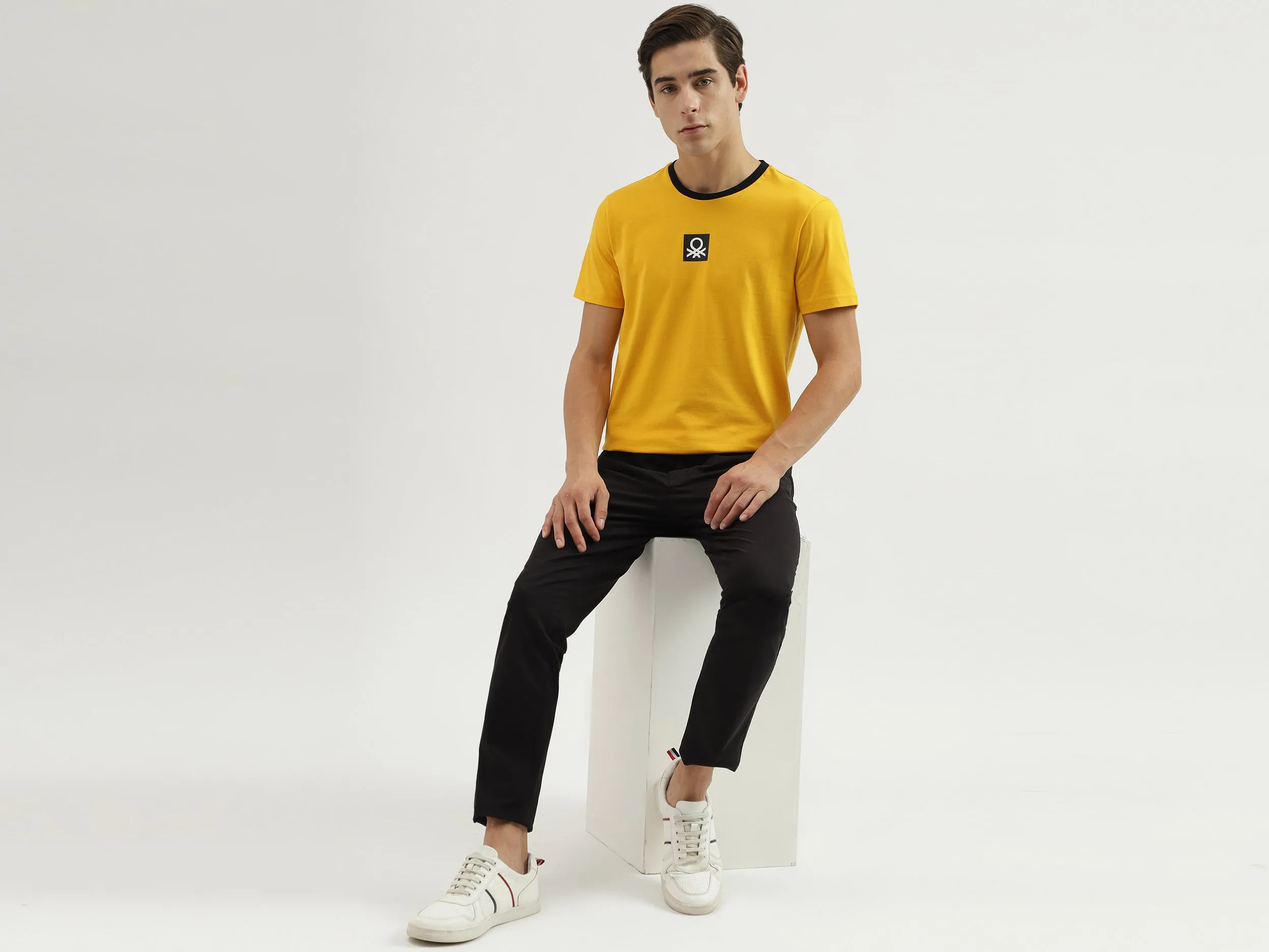 Men's Regular Fit Crew Neck Brand Logo T-Shirt