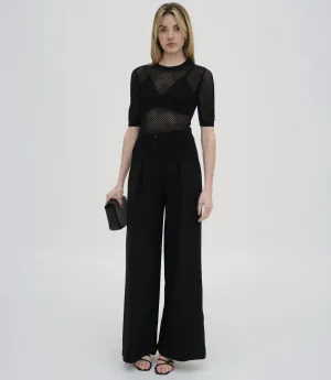 MESH CROPPED SLEEVE SWEATER