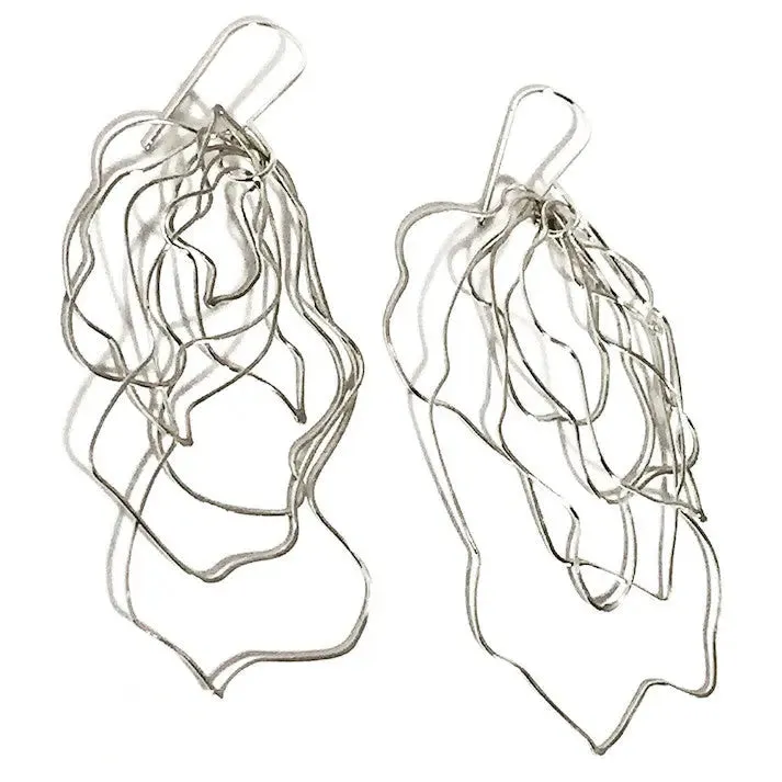 Messy Wire Wave Sterling Silver Earrings MWWE002 by Votive Designs Jewelry