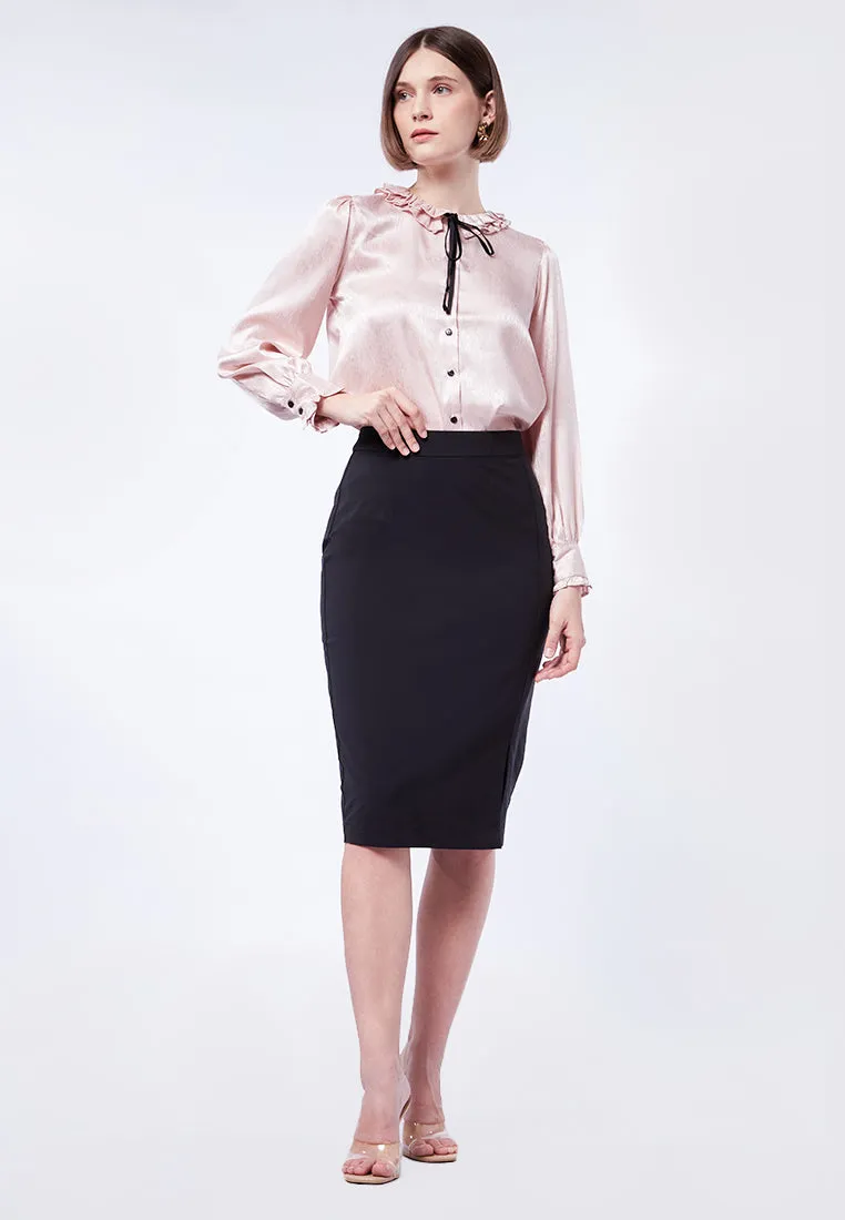 Midi Pencil Skirt with Slit