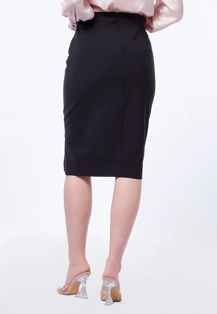 Midi Pencil Skirt with Slit