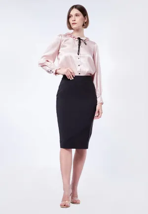 Midi Pencil Skirt with Slit