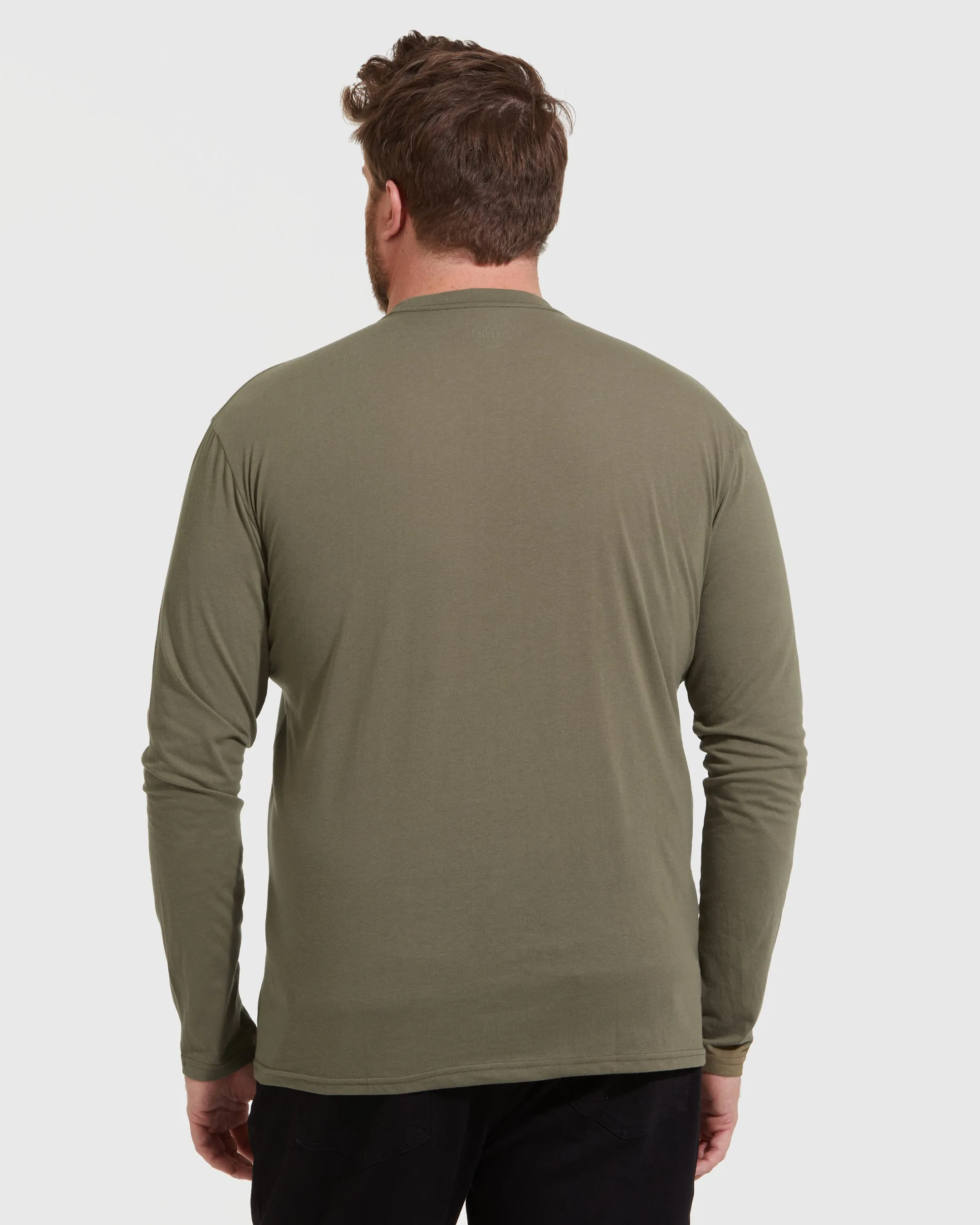Military Green Long Sleeve Crew Neck Tee
