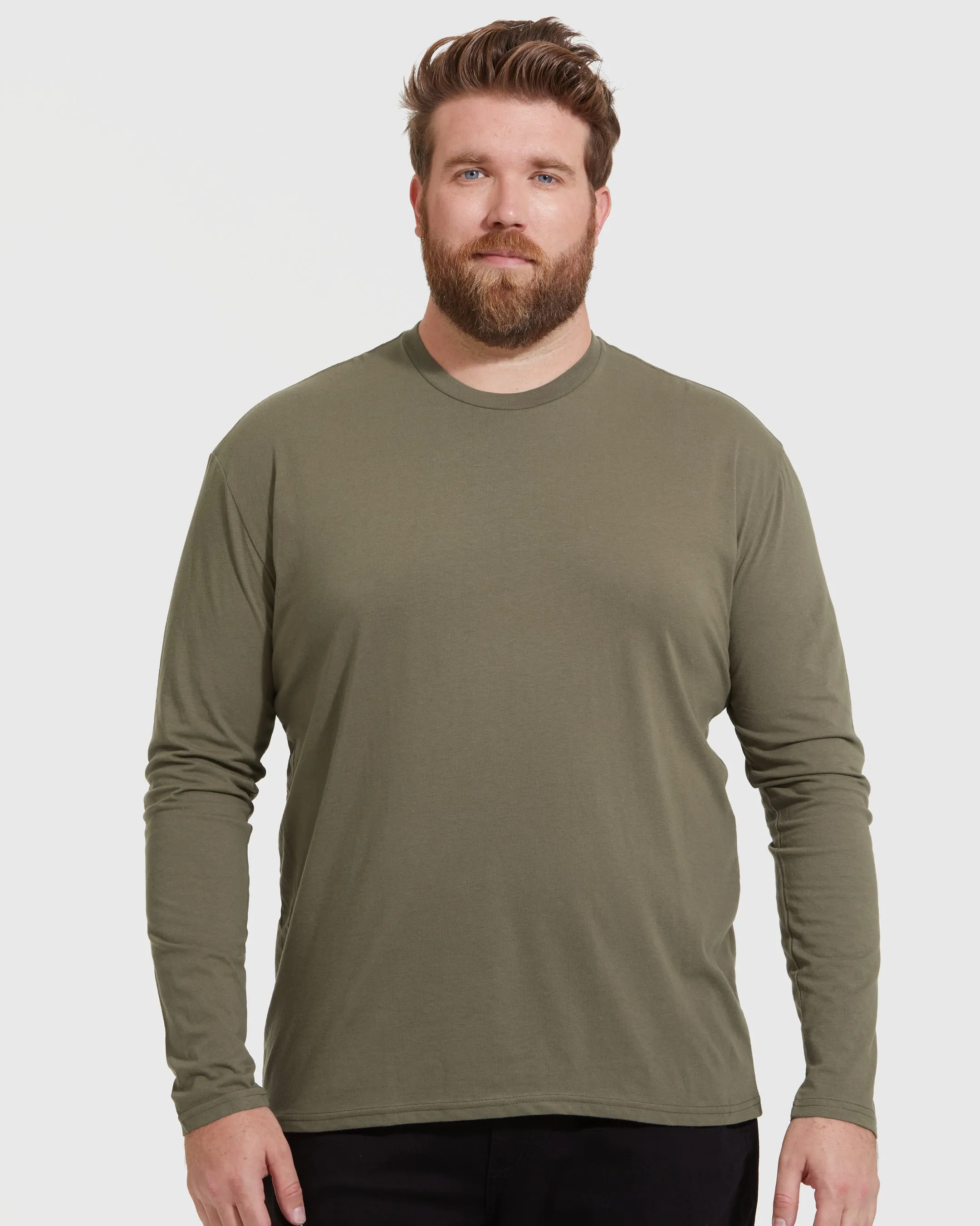Military Green Long Sleeve Crew Neck Tee