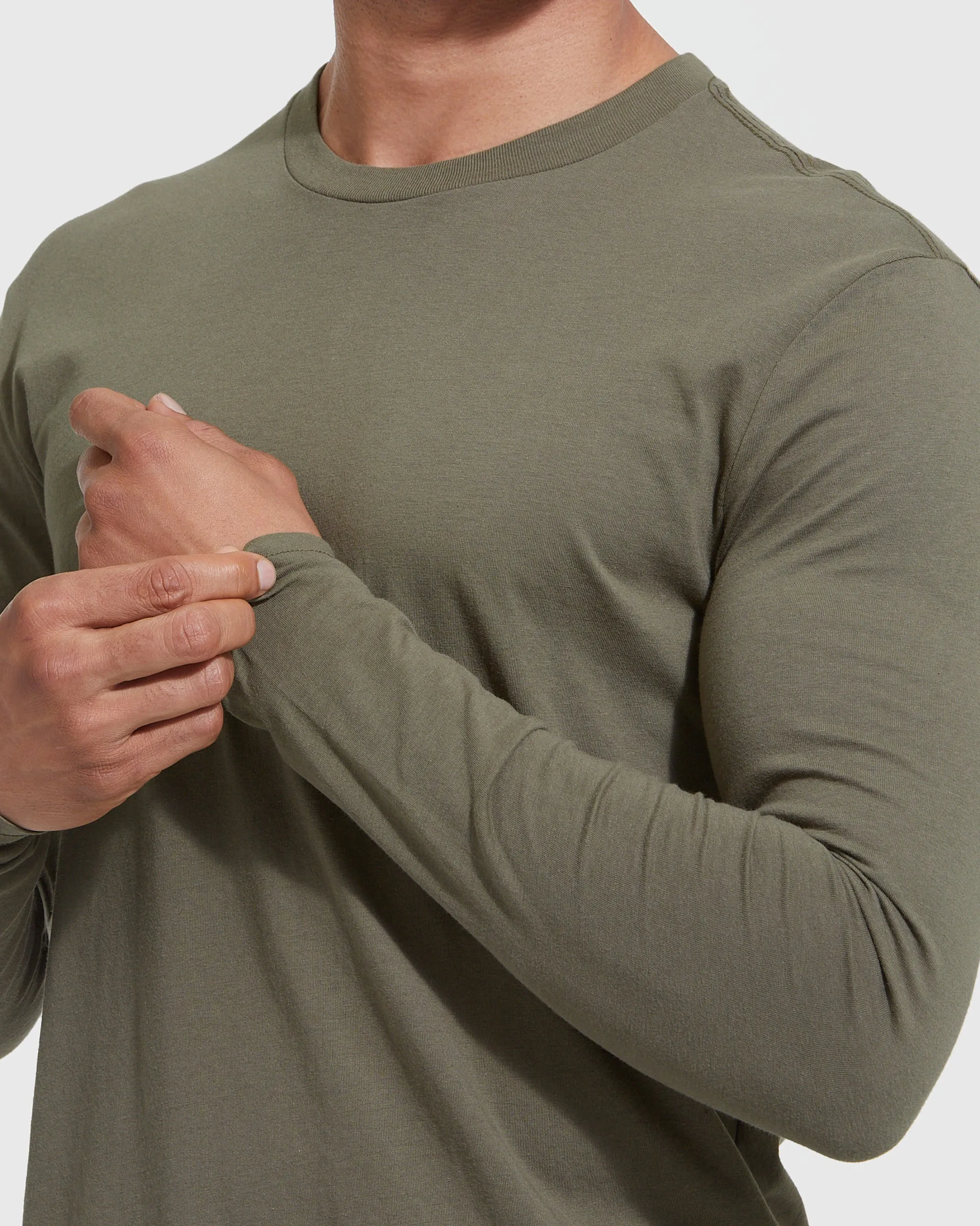 Military Green Long Sleeve Crew Neck Tee