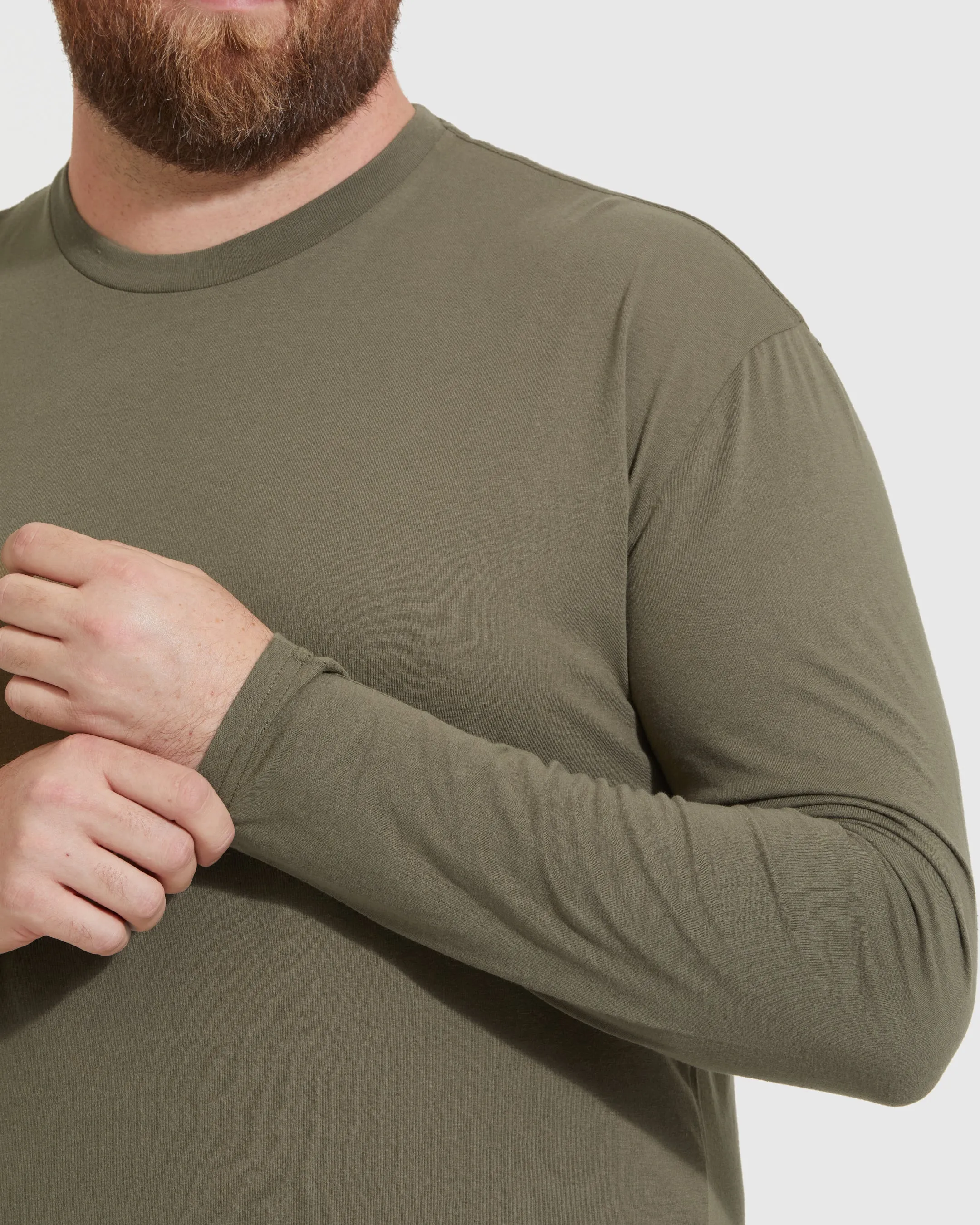 Military Green Long Sleeve Crew Neck Tee