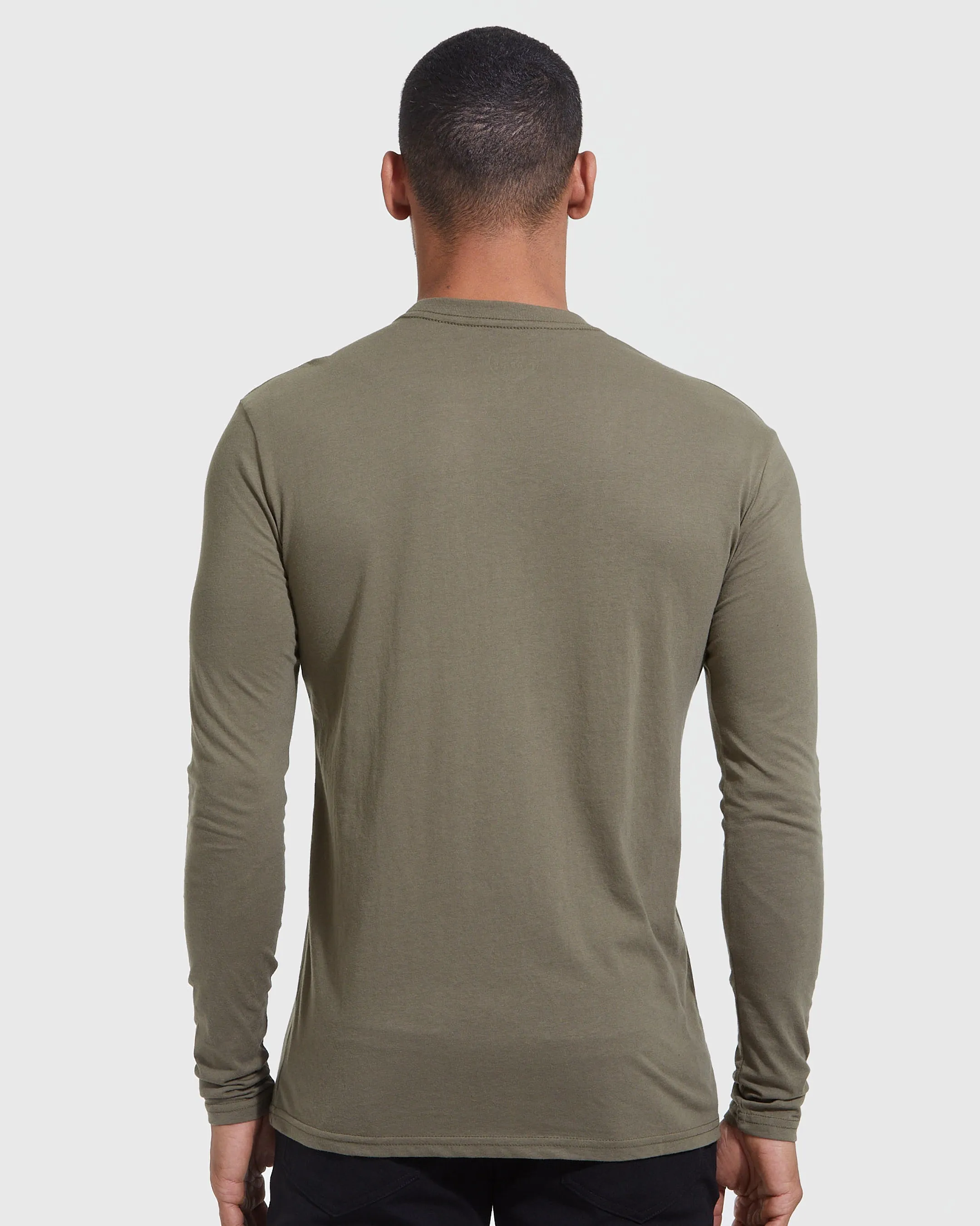 Military Green Long Sleeve Crew Neck Tee