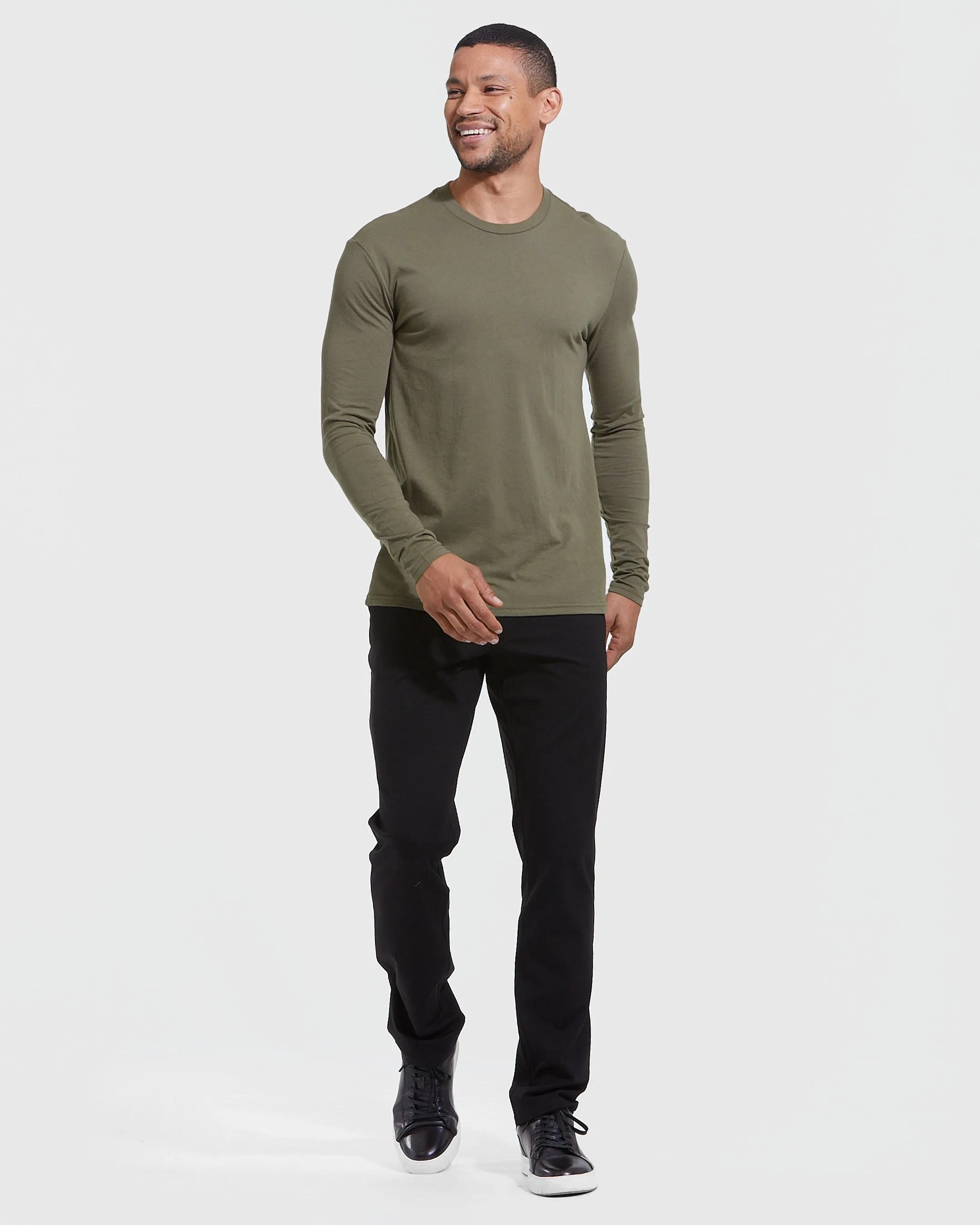 Military Green Long Sleeve Crew Neck Tee
