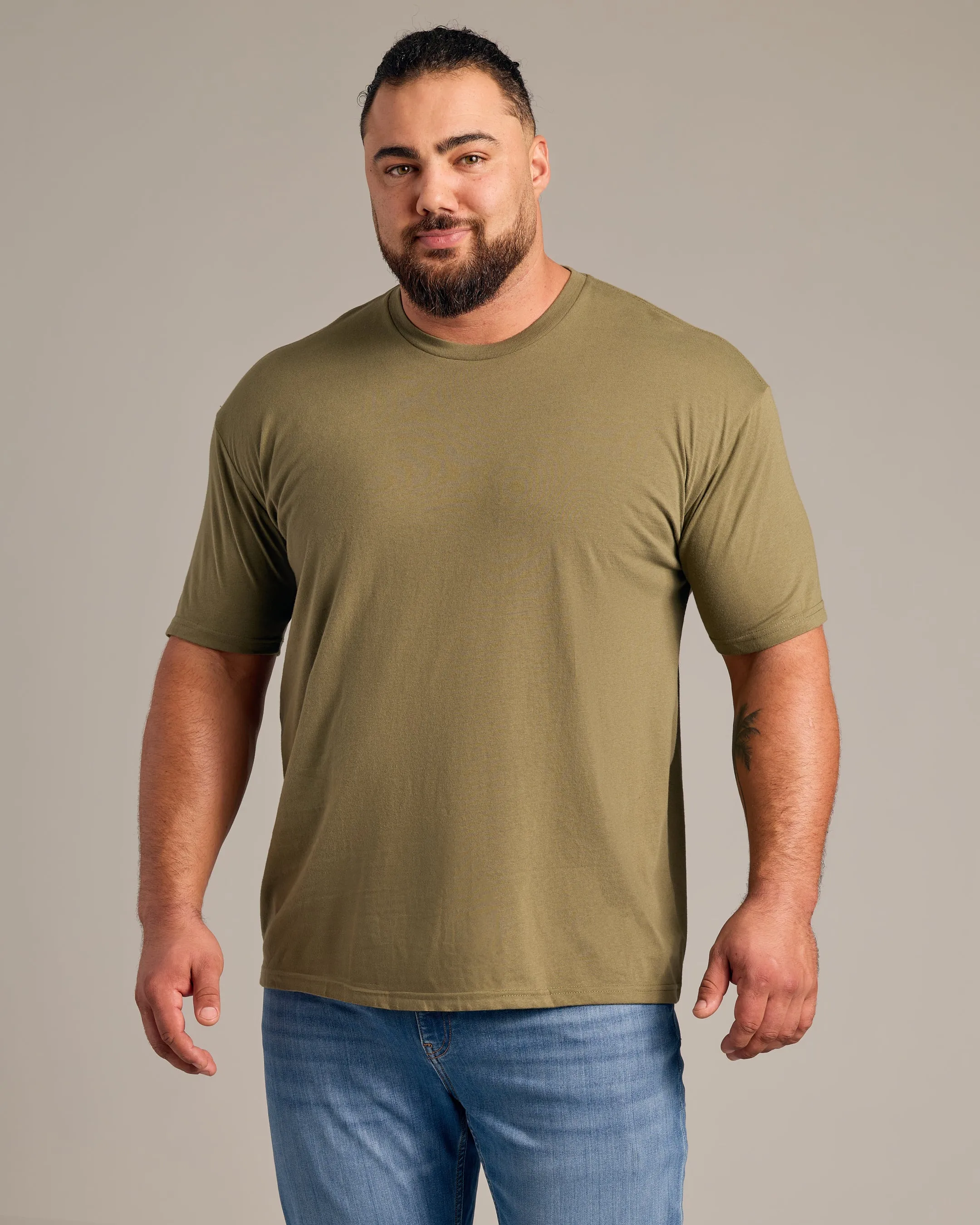 Military Green Short Sleeve Crew Neck Tee
