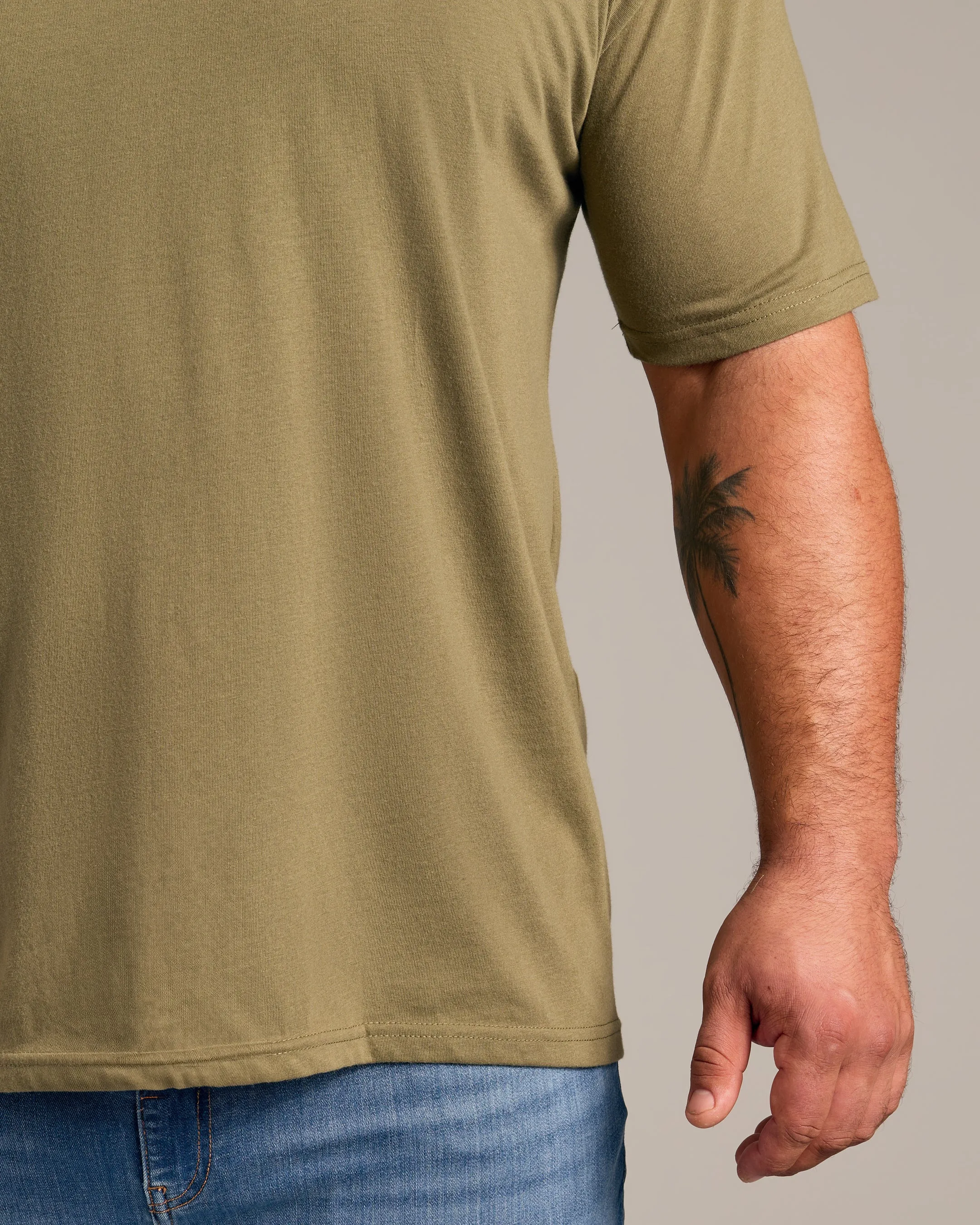 Military Green Short Sleeve Crew Neck Tee