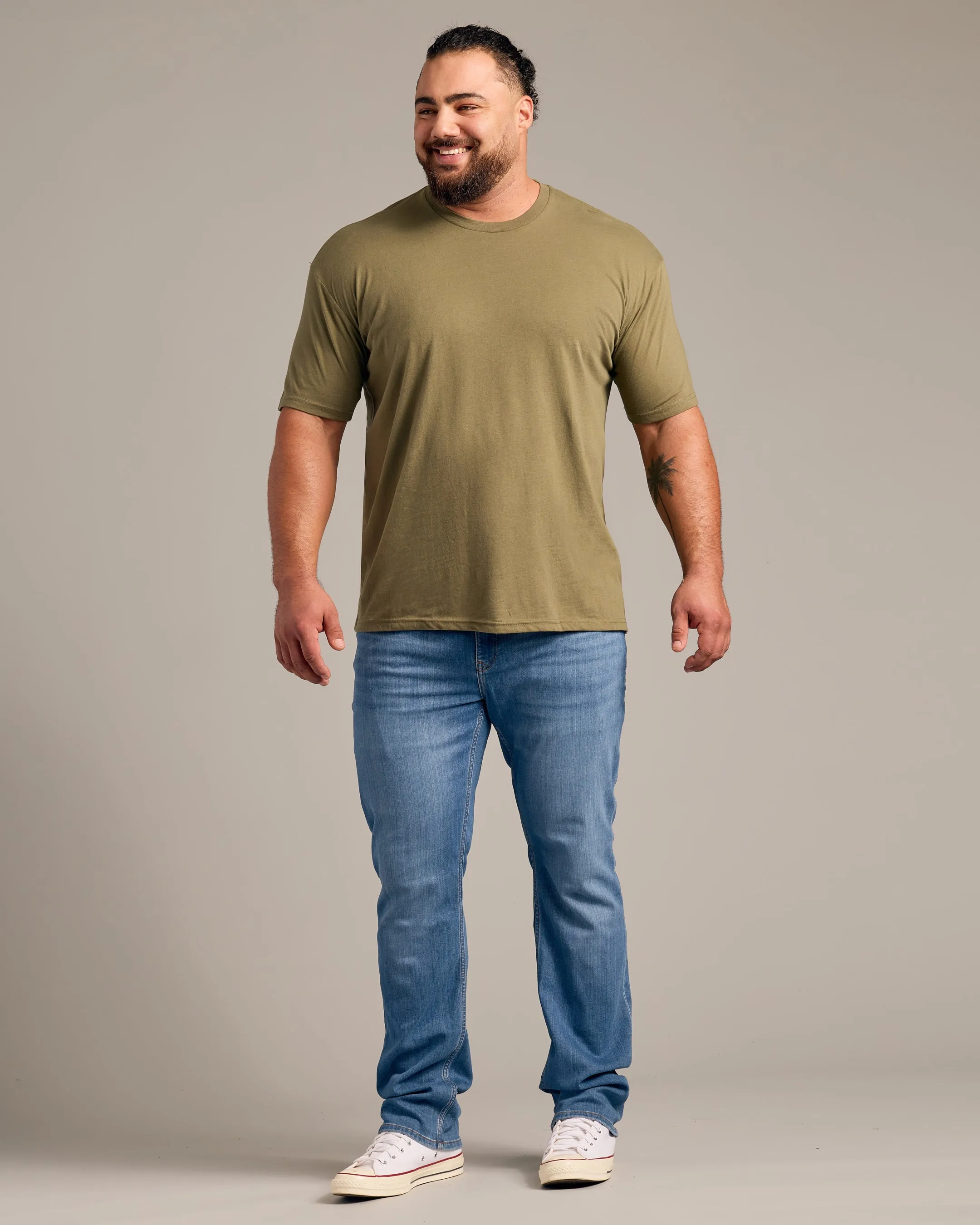 Military Green Short Sleeve Crew Neck Tee
