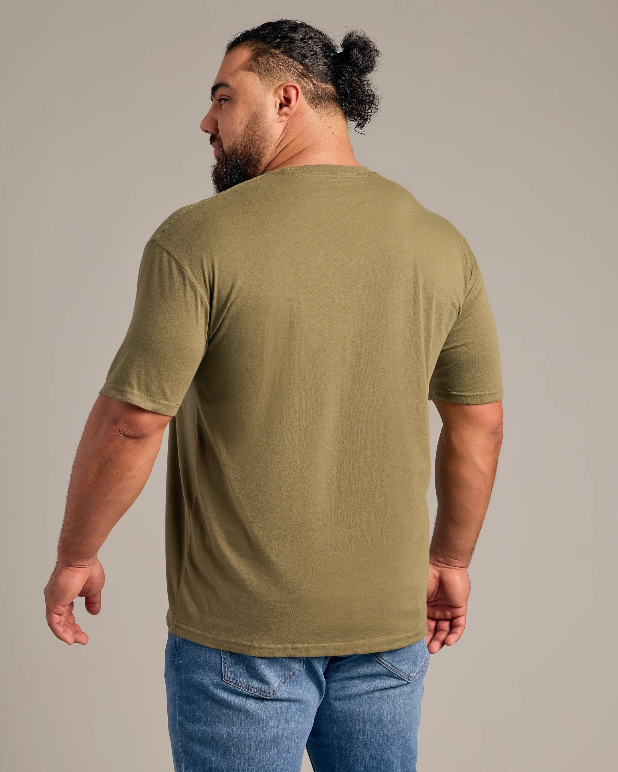 Military Green Short Sleeve Crew Neck Tee