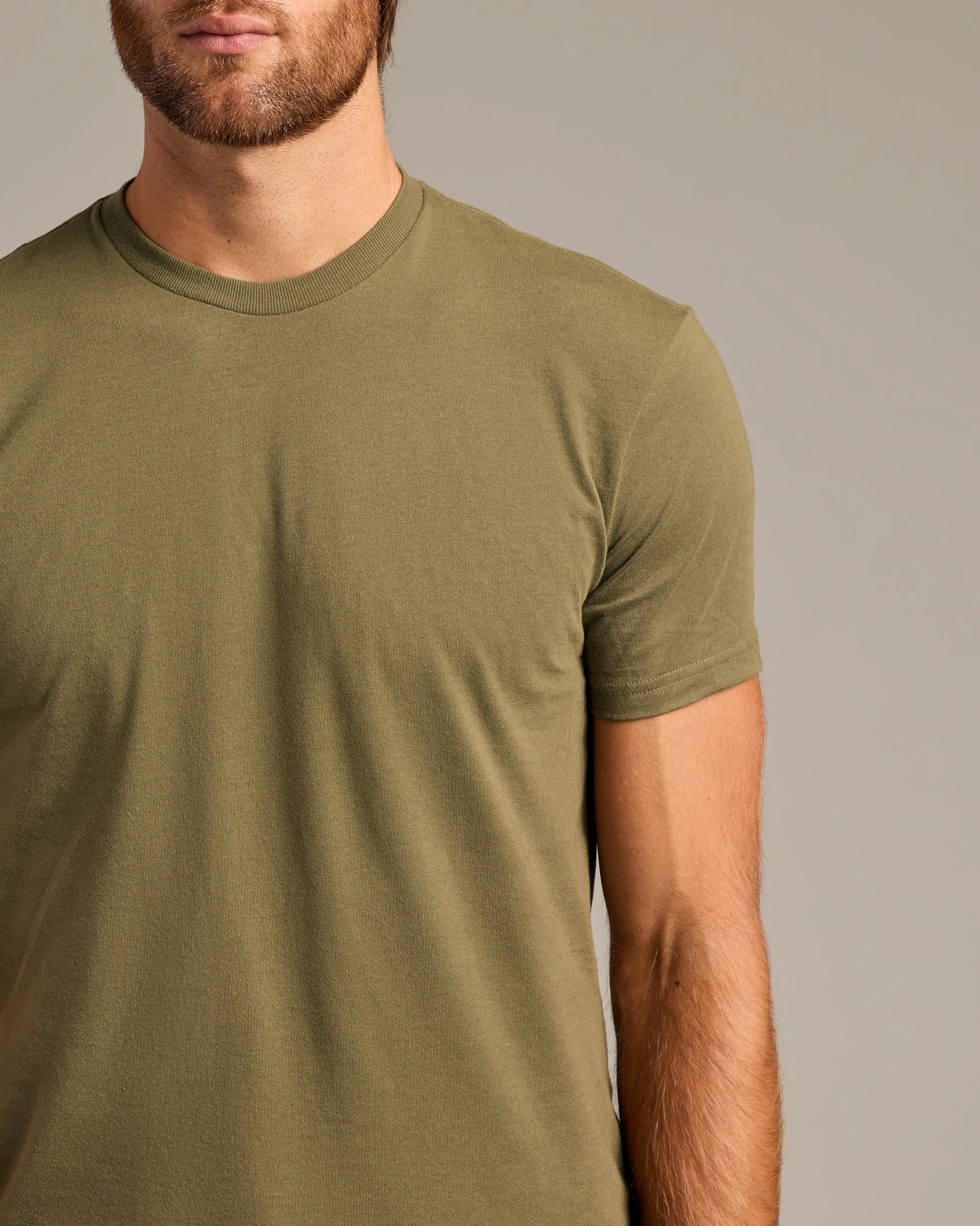 Military Green Short Sleeve Crew Neck Tee
