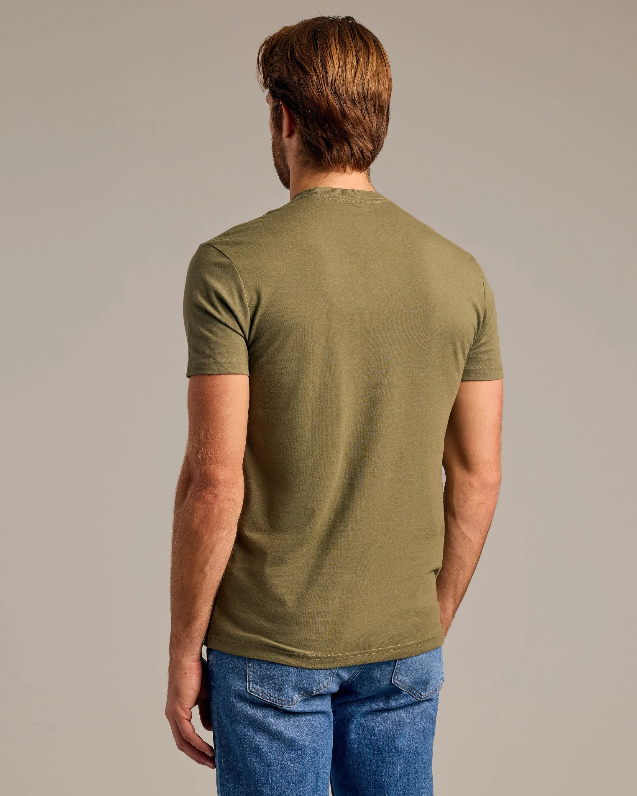 Military Green Short Sleeve Crew Neck Tee