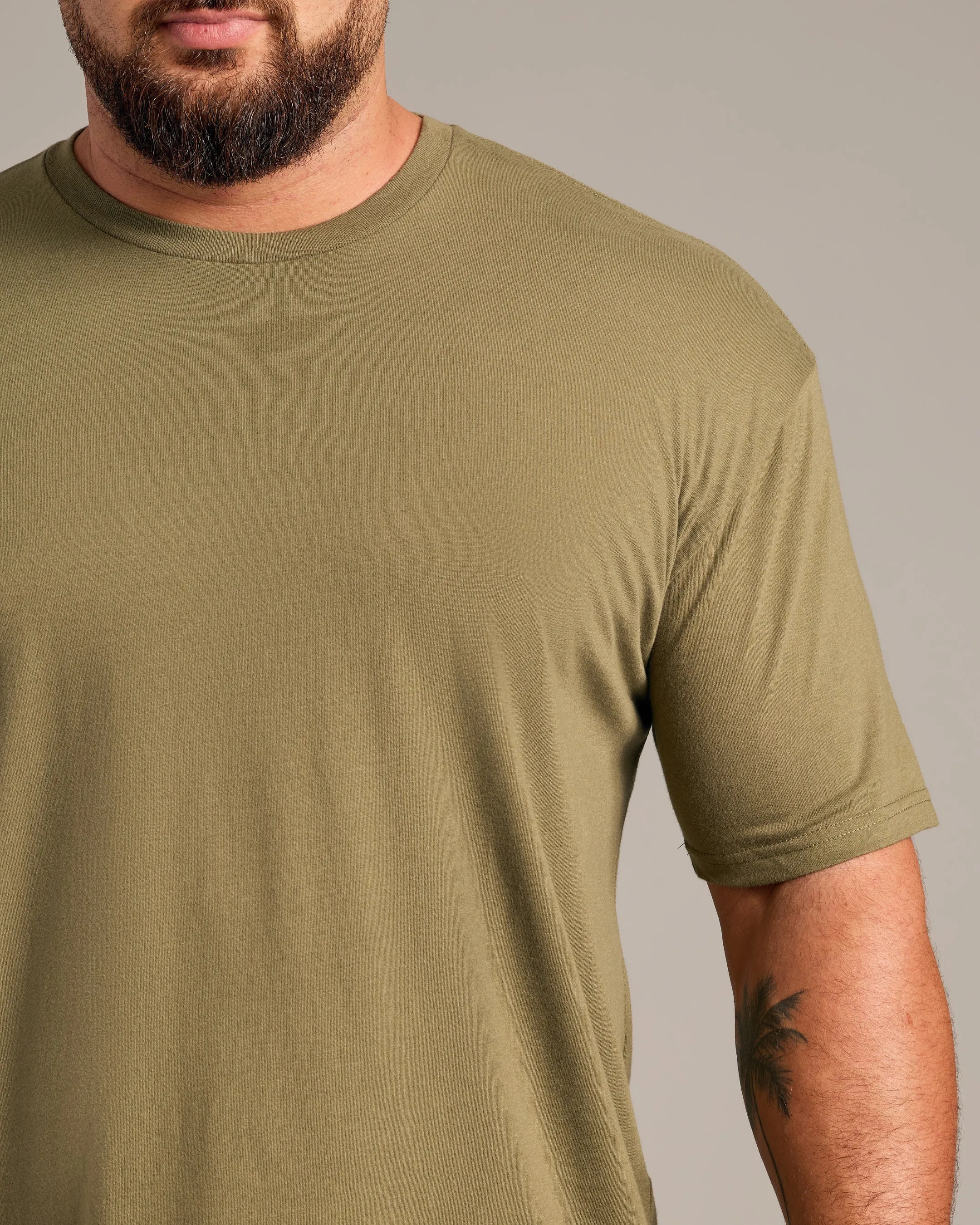 Military Green Short Sleeve Crew Neck Tee