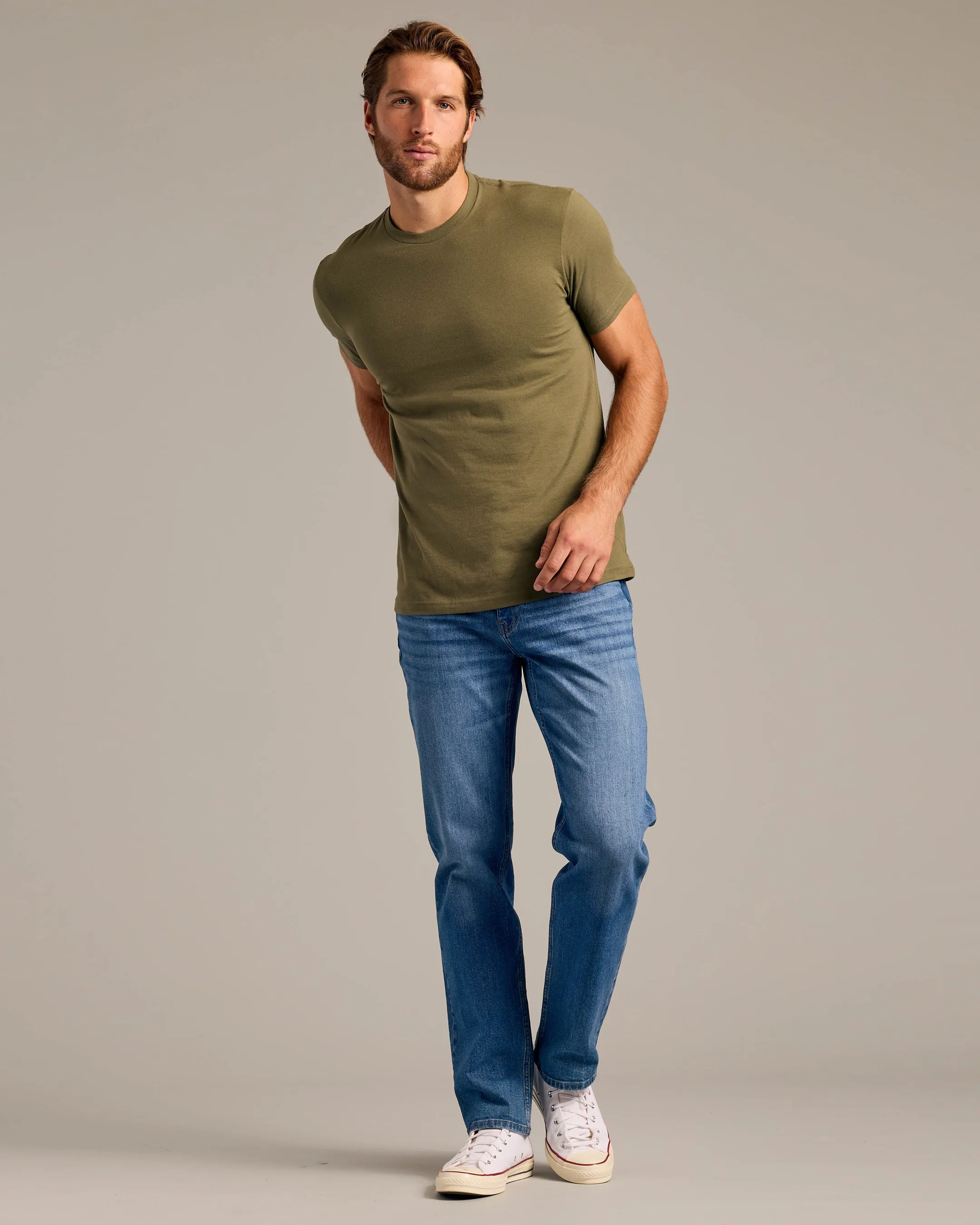 Military Green Short Sleeve Crew Neck Tee