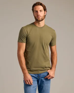 Military Green Short Sleeve Crew Neck Tee