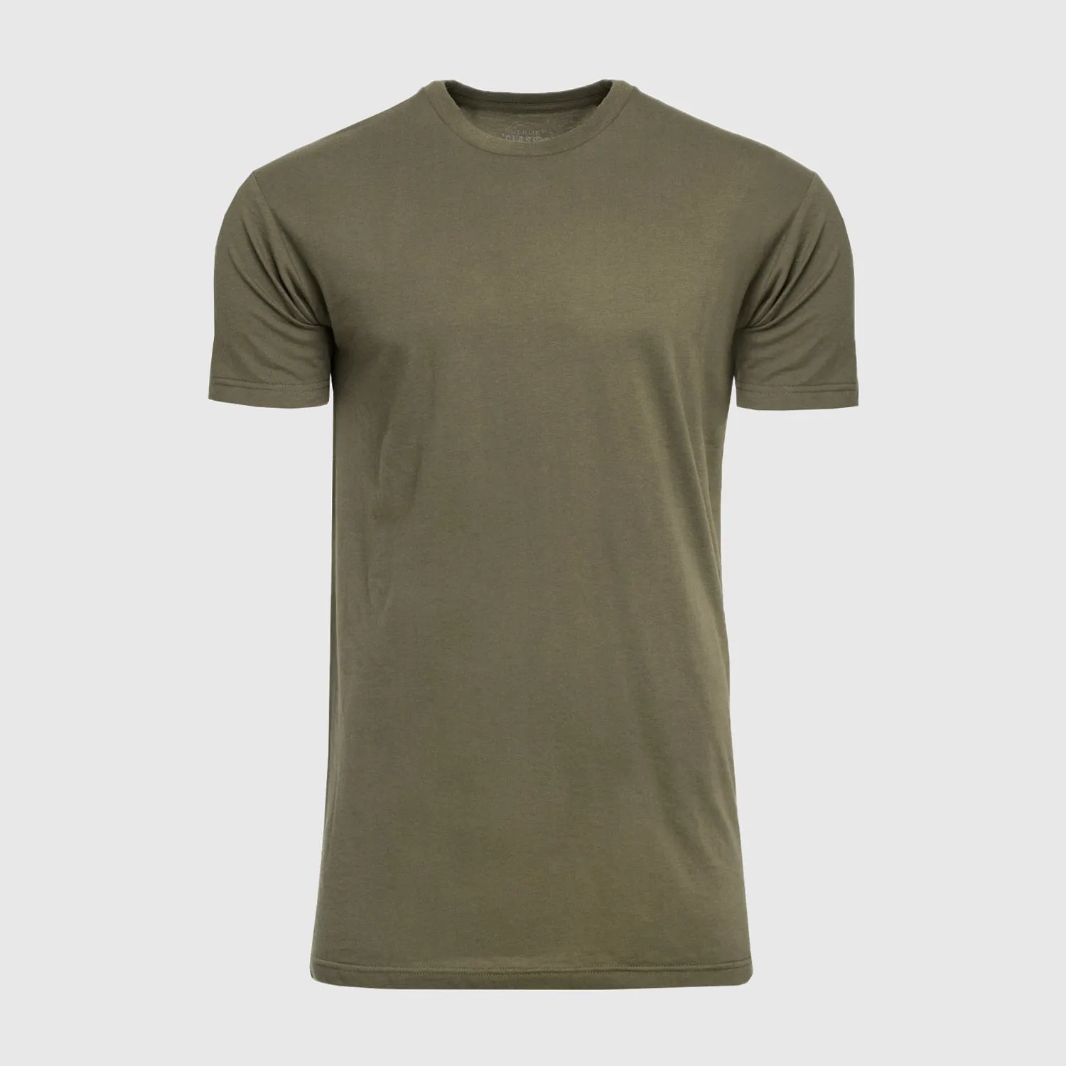 Military Green Tall Round Hem Crew Neck T-Shirt