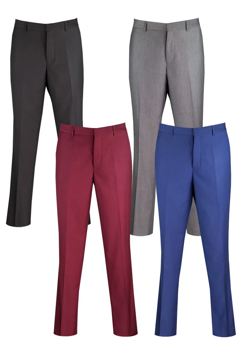 Modern Fit Flat Front Pre-Hemmed Dress Pants (Maroon) OM-TR