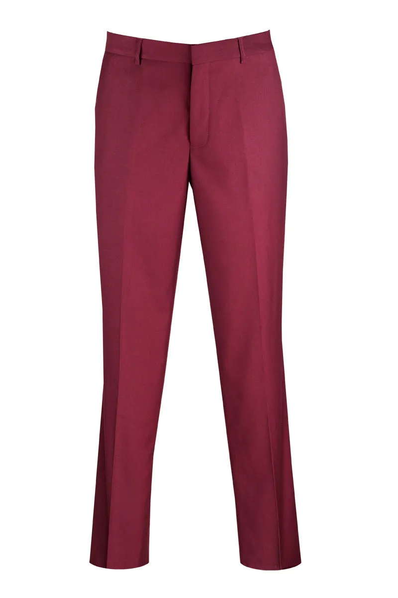 Modern Fit Flat Front Pre-Hemmed Dress Pants (Maroon) OM-TR