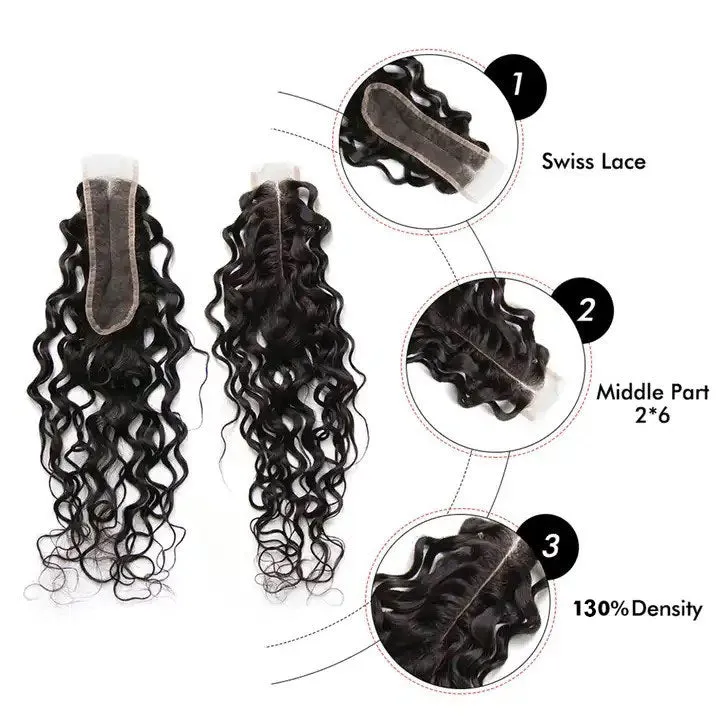 Modern Show 2x6 Water Wave Closure Remy Human Hair