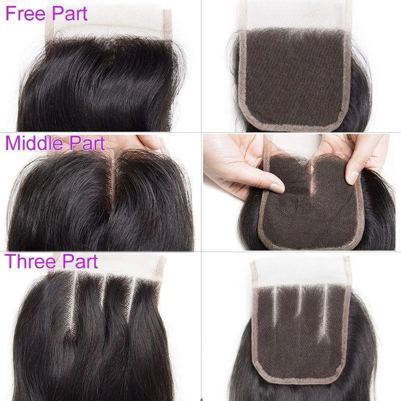 Modern Show Raw Indian Virgin Remy Human Hair Weave Straight 3 Bundles With Lace Closure