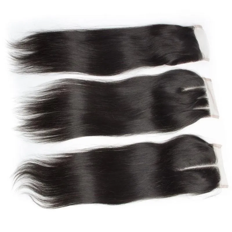 Modern Show Raw Indian Virgin Remy Human Hair Weave Straight 3 Bundles With Lace Closure