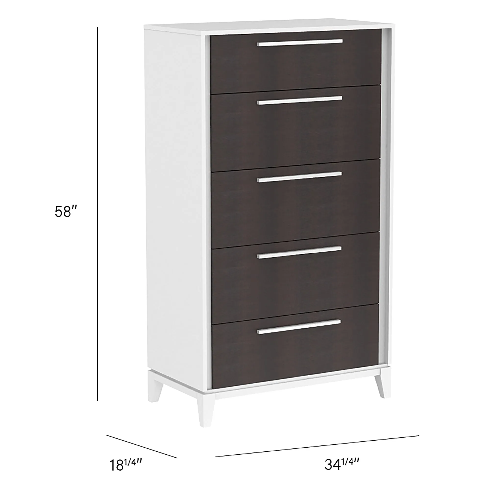 Moderna 5 drawer chest office storage organization, white & wood barn