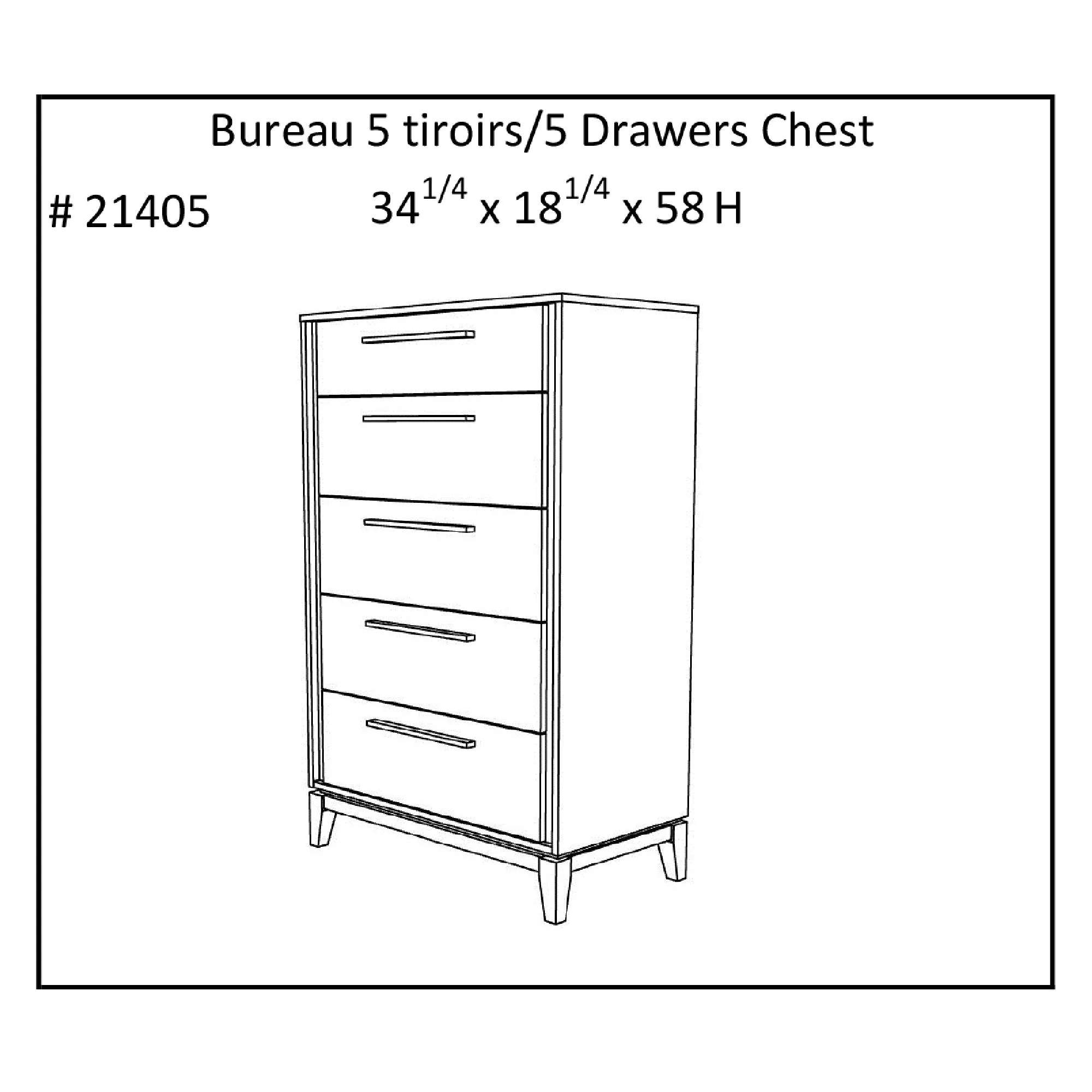 Moderna 5 drawer chest office storage organization, white & wood barn