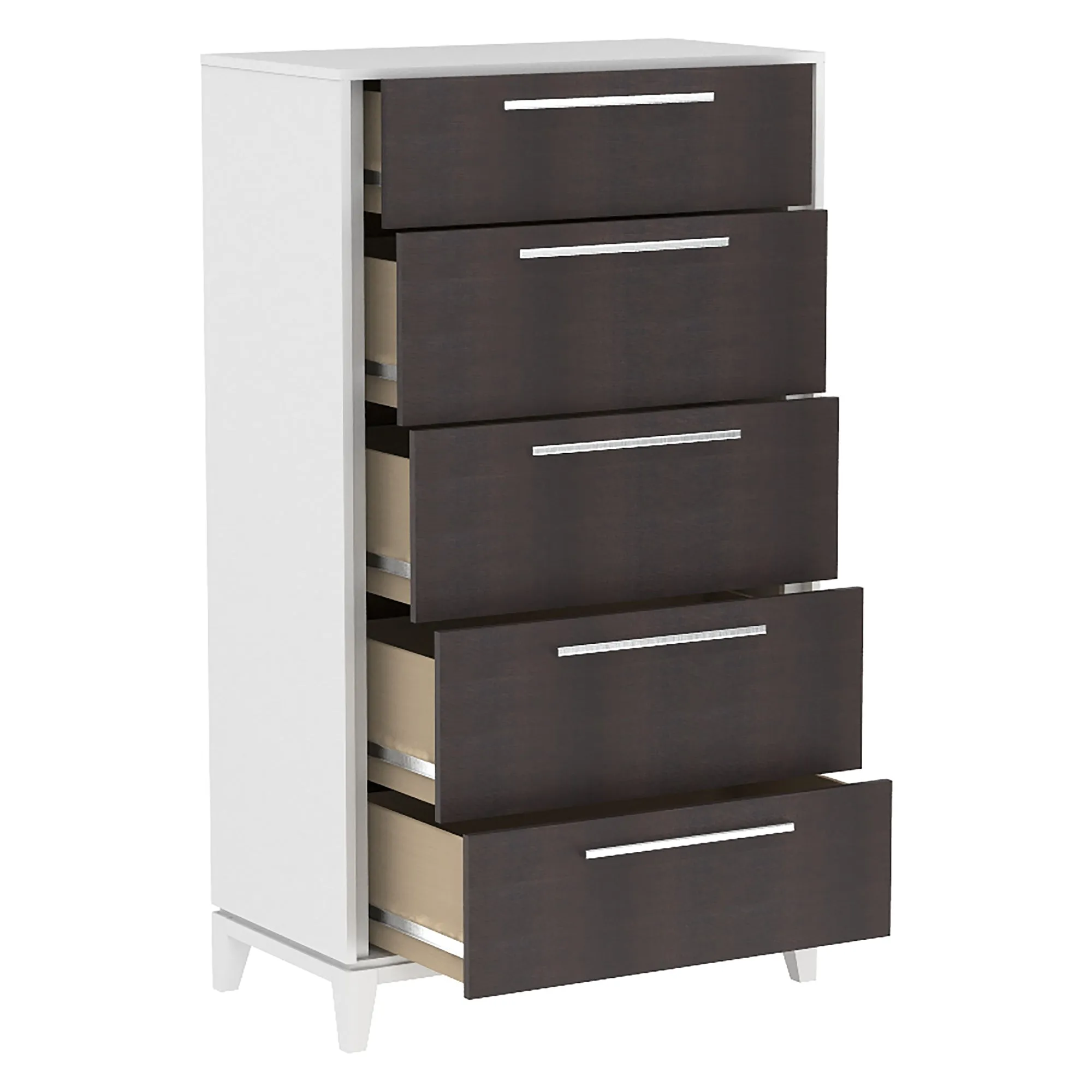 Moderna 5 drawer chest office storage organization, white & wood barn