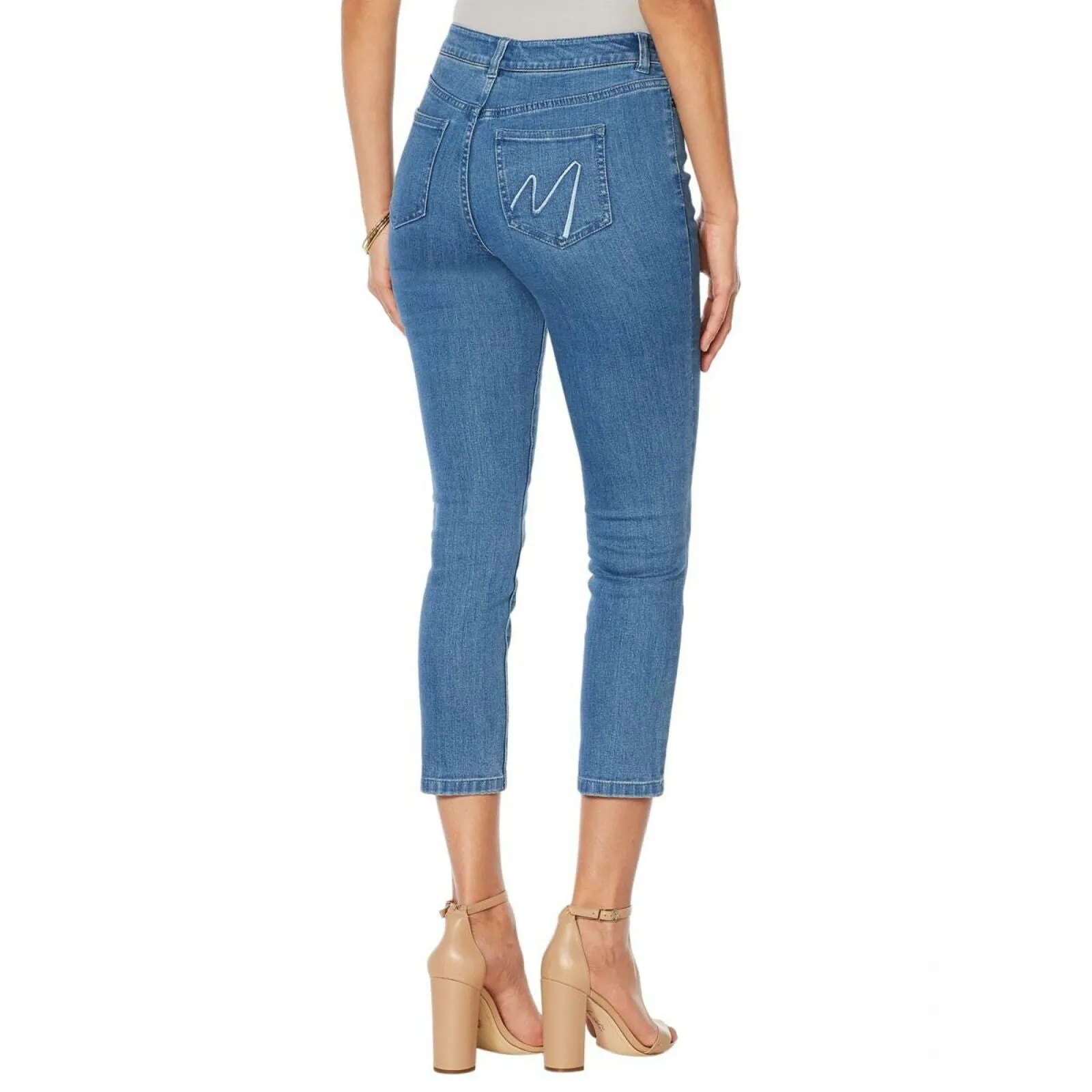 MOTTO Women's Plus Size Modern Stretch Denim 5-Pocket Cropped Jeans