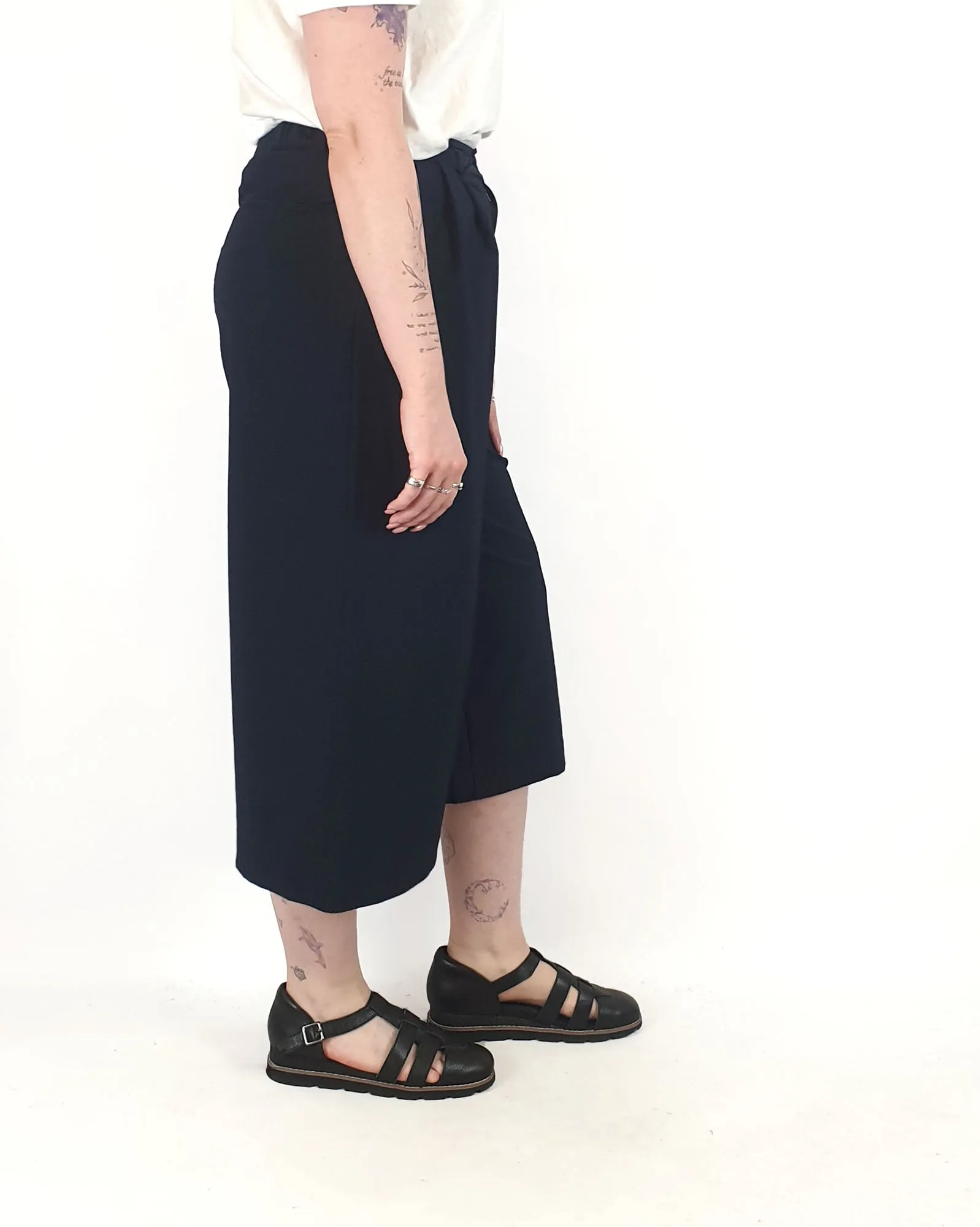 Muji navy wide leg pants size 14