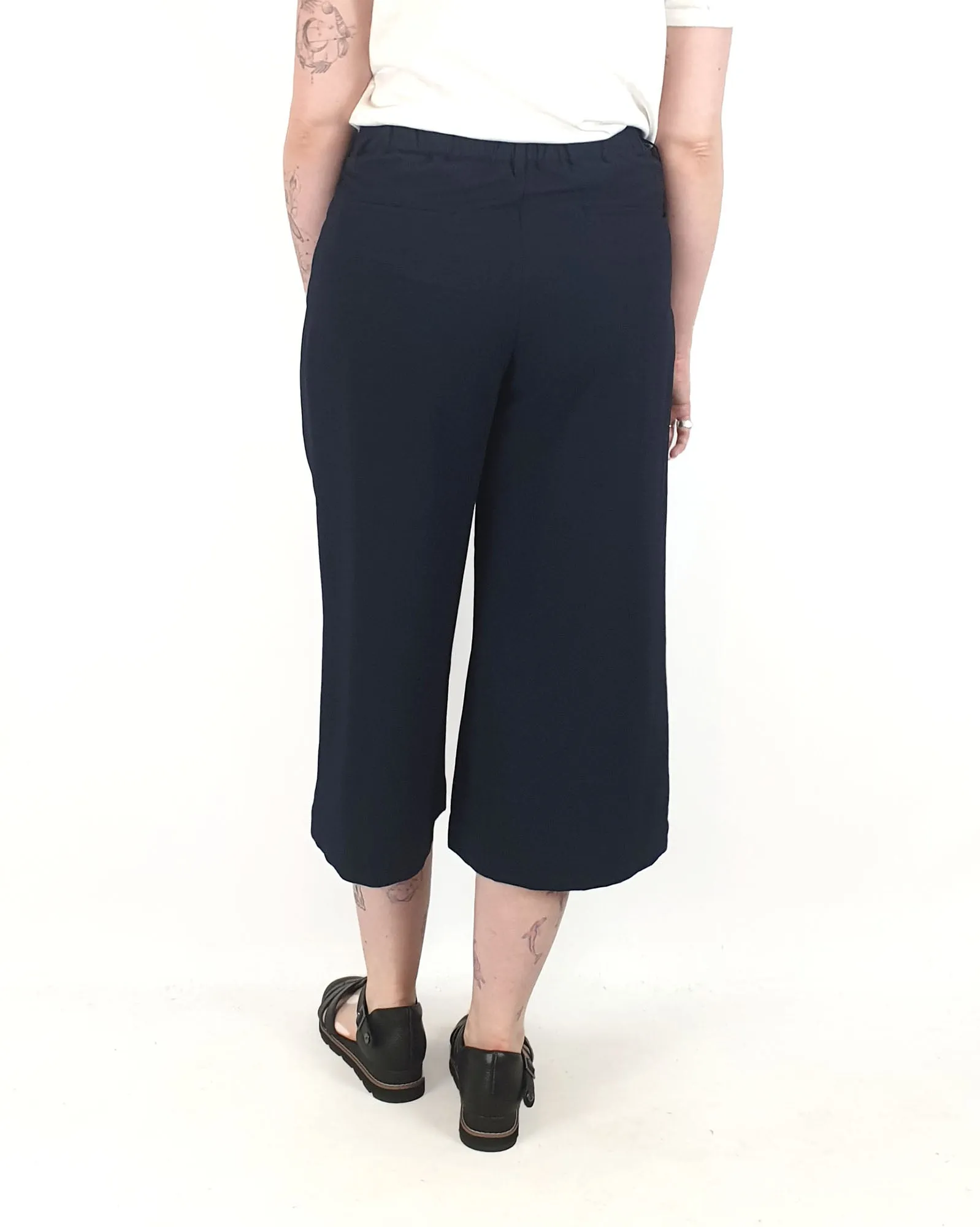 Muji navy wide leg pants size 14