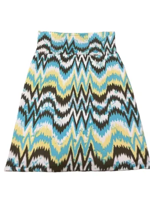 Multi-Color Wave Patterned Pencil Skirt