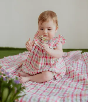 Multicoloured Check Print Dress And Pant Set
