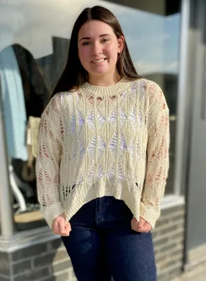 Natural Cropped Open Knit Sweater