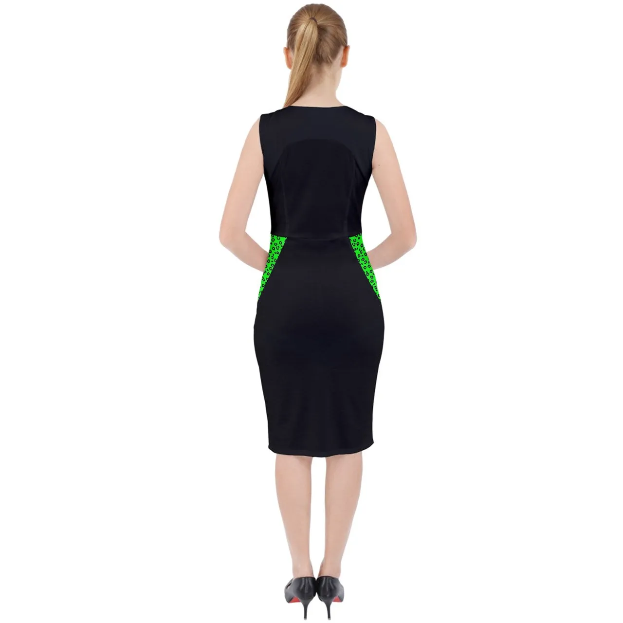 neon green cheetah Midi Bodycon Dress