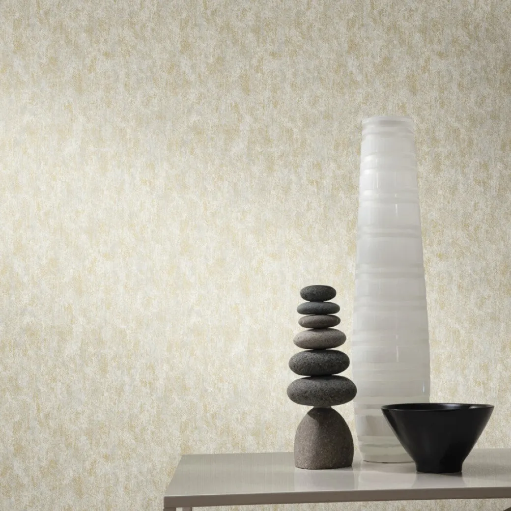 Neutral & Gold Shimmering Patina Wallpaper (57 SqFt)