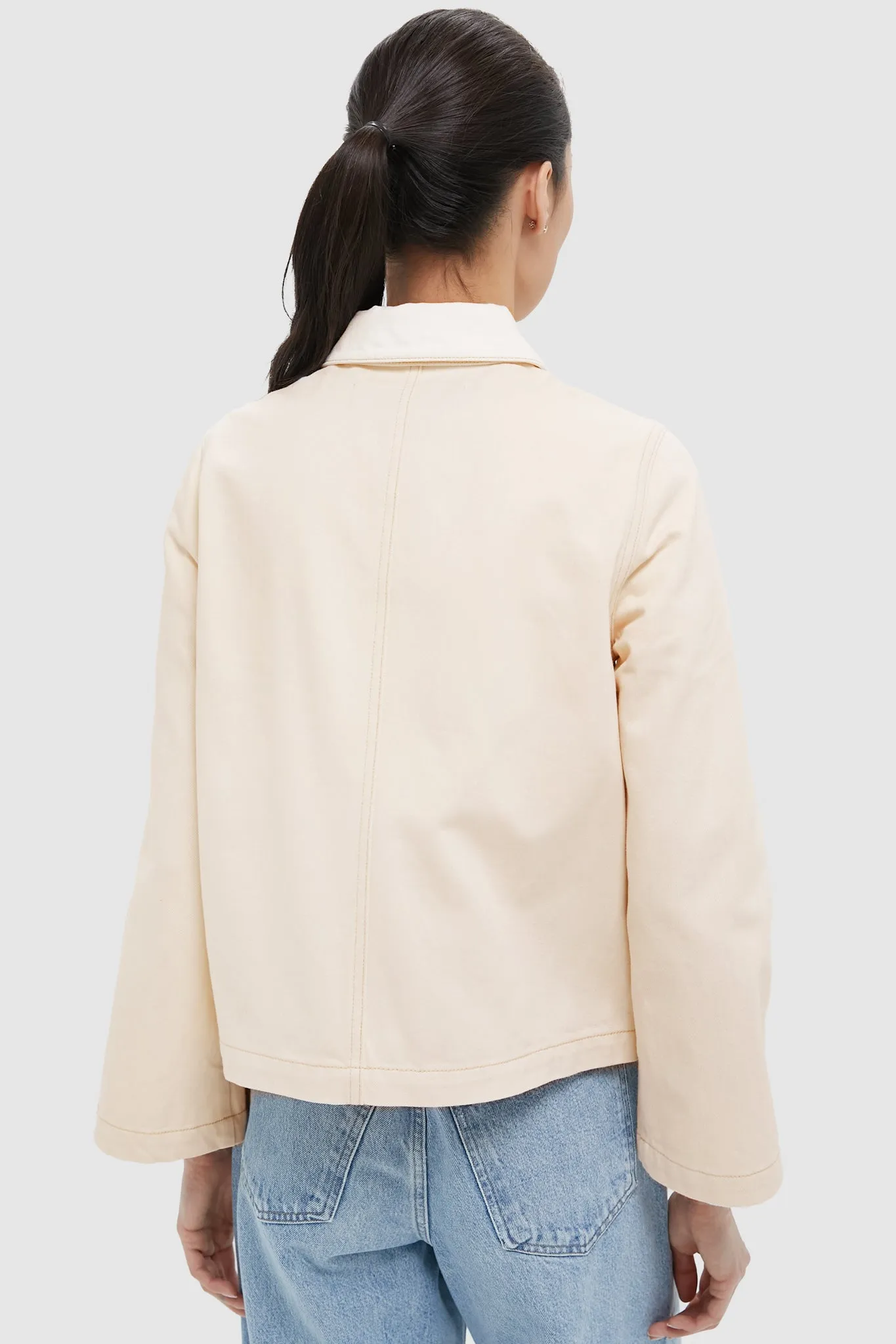 Neutral Colorblock Dahl Cropped Chore Jacket