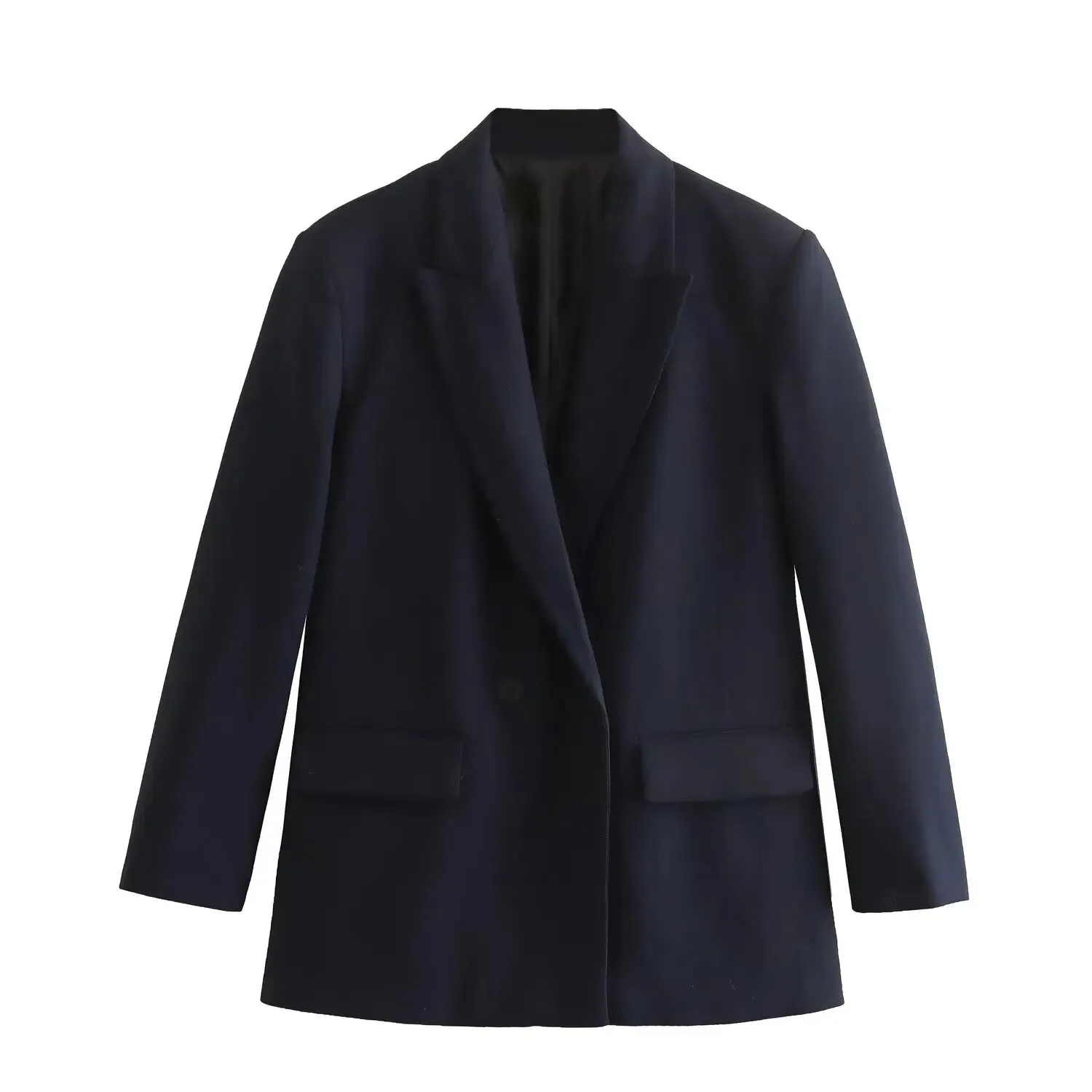 New Fashion Double Breasted Plus Size Blazer Coat - Vintage Long Sleeve Pockets Female Outerwear Chic