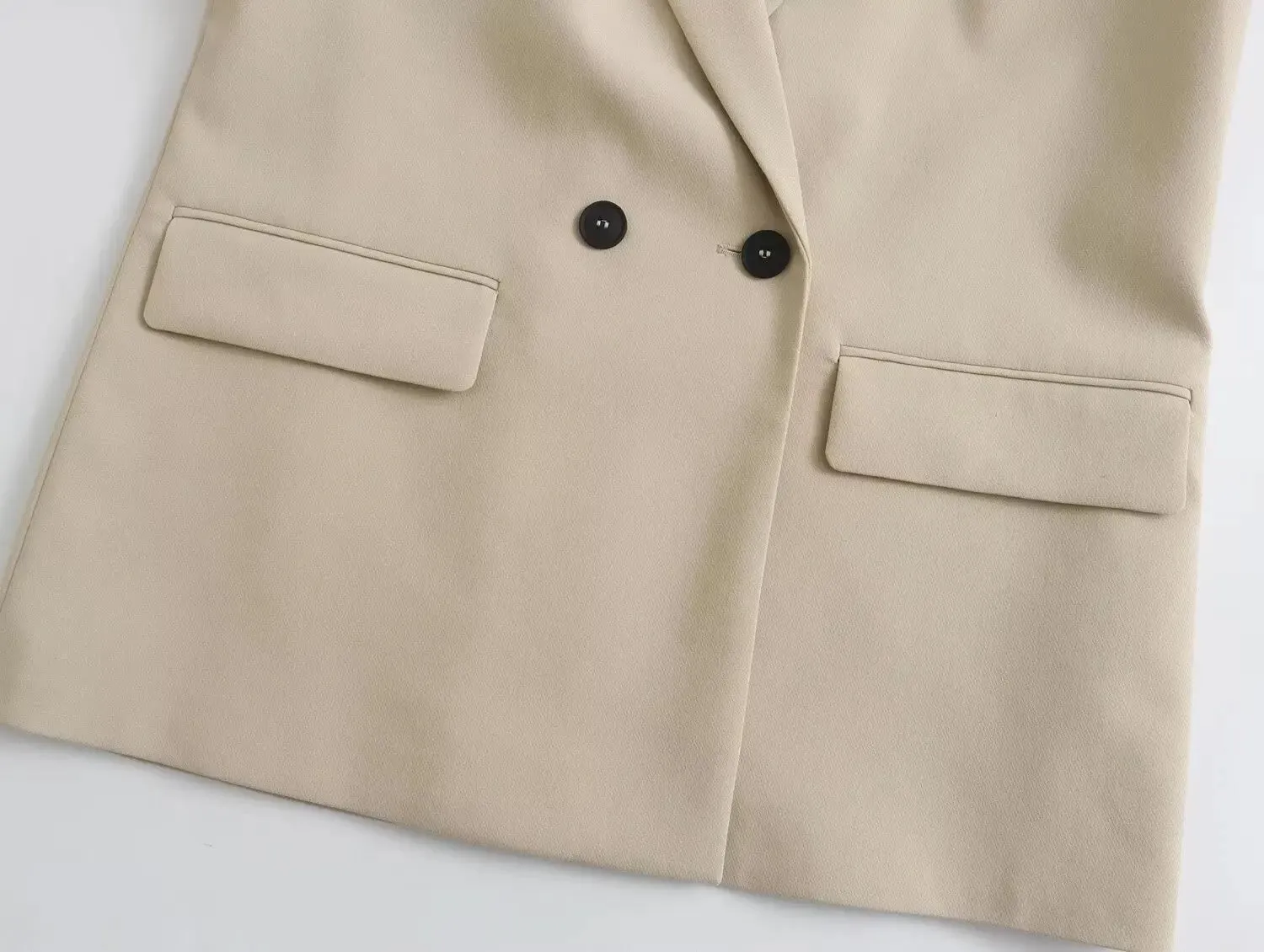 New Fashion Double Breasted Plus Size Blazer Coat - Vintage Long Sleeve Pockets Female Outerwear Chic
