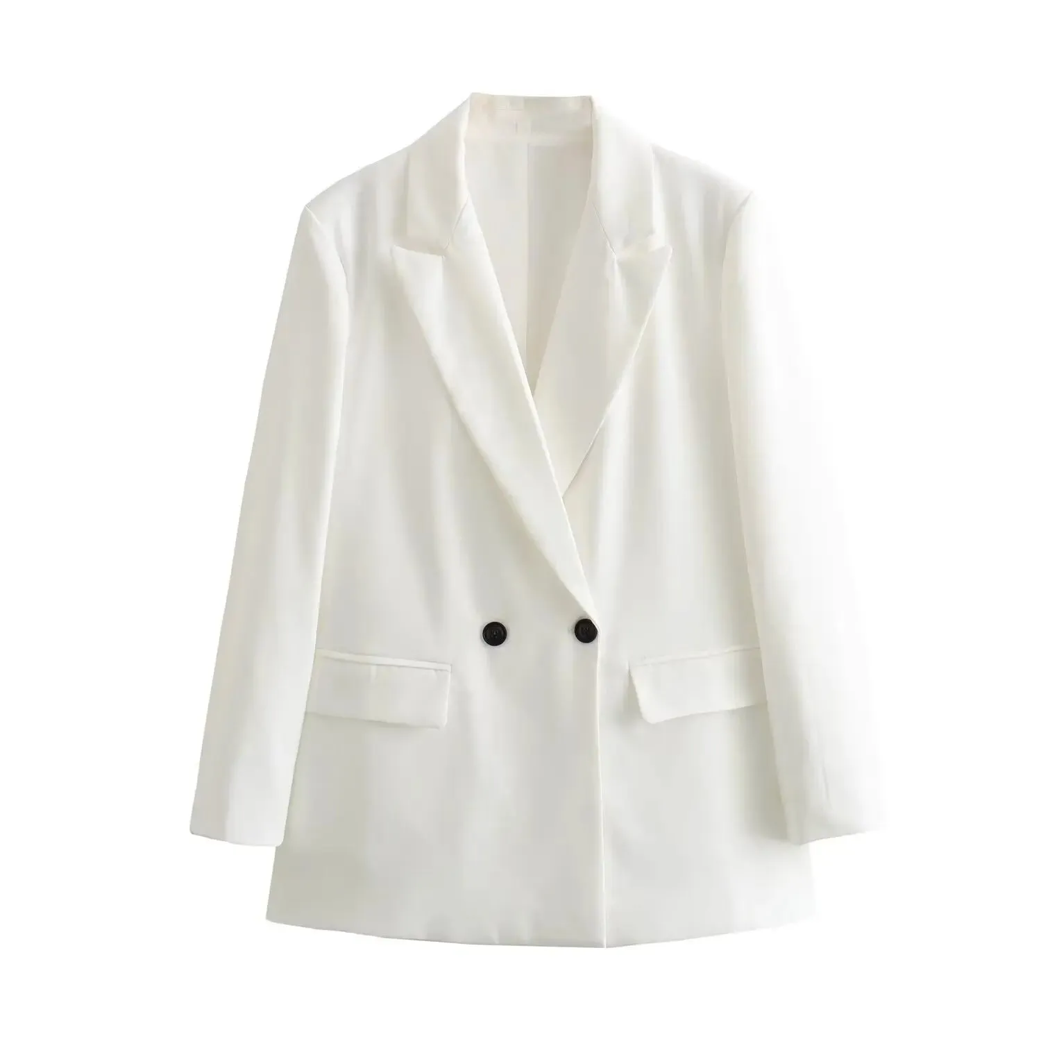 New Fashion Double Breasted Plus Size Blazer Coat - Vintage Long Sleeve Pockets Female Outerwear Chic