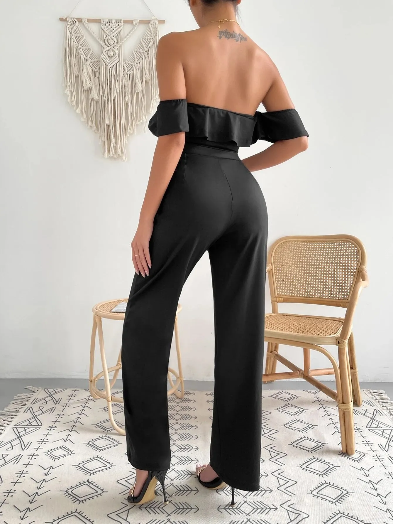 New Shein Straight Leg Pants & Top! Black, Sz XS! High Stretch
