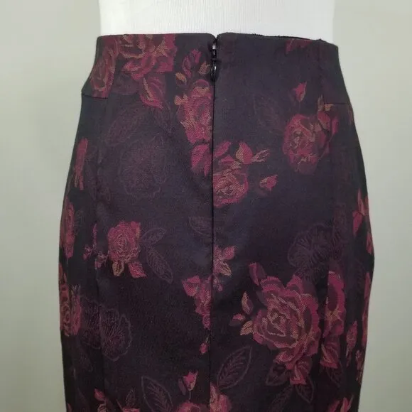 New White House Black Market Size 6 Jacquard Grenadine Black Floral Pencil Skirt