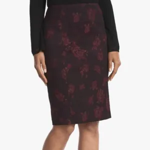 New White House Black Market Size 6 Jacquard Grenadine Black Floral Pencil Skirt