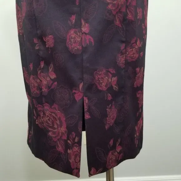 New White House Black Market Size 6 Jacquard Grenadine Black Floral Pencil Skirt