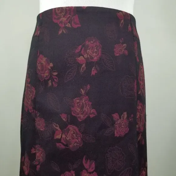 New White House Black Market Size 6 Jacquard Grenadine Black Floral Pencil Skirt