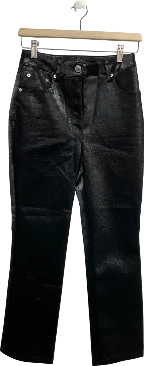 Next Sosander Black Croc Effect Straight Leg Trousers UK 6